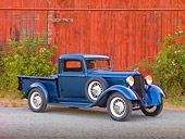 AUT 14 RK1571 01
1932 Dodge Pickup Truck Green 3/4 Front View On Gravel By Barn