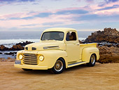 AUT 14 RK1587 01
1949 Ford F-1 Pickup Truck Light Yellow On Sand By Ocean