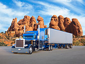 AUT 14 RK1613 01
2000 Peterbilt Semi Black And Blue 3/4 Front View On Pavement In Desert