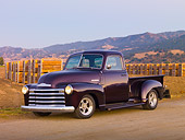AUT 14 RK1667 01
1948 Chevrolet 1/2 Ton Pickup Truck Black Currant 3/4 Front View On Pavement By Farm