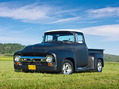 AUT 14 RK1743 01
1956 Ford F-100 Black And White 3/4 Front View On Grass