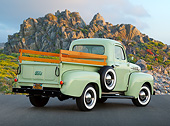 AUT 14 RK1782 01
1952 Ford F-1 Pickup Glen Mist Green 3/4 Rear View On Pavement By Rocky Hill