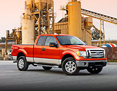 AUT 14 BK0016 01
2009 Ford F-150 Supercab XLT Pickup Truck Red 3/4 Front View On Pavement By Plant