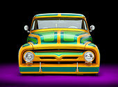 AUT 14 BK0025 01
1956 Ford F-100 Pickup Truck Custom Green And Gold Front View Studio