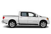 AUT 14 IZ0002 01
2010 Nissan Titan SE Crew Cab Pickup Truck White Profile View Studio
