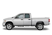 AUT 14 IZ0057 01
2007 Dodge Ram 1500 Quad Cab Pickup Truck Silver Profile View Studio