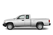 AUT 14 IZ0060 01
2008 Dodge Dakota Extended Cab Pickup Truck Silver Profile View Studio