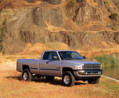 AUT 14 RK0186 02
1999 Dodge Ram 2500 Truck Gray 3/4 Front View On Grass By Water