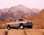 AUT 14 RK0281 03
1997 Dodge Ram 2500 Diesel Pickup Truck 3/4 Front View On Rocks