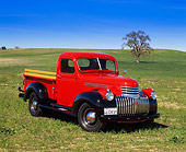 AUT 14 RK0383 01
1946 Chevrolet Pickup Truck Red 3/4 Front View On Grass