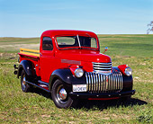 AUT 14 RK0383 03
1946 Chevrolet Pickup Truck Red 3/4 Front View On Grass