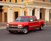 AUT 14 RK0392 03
2000 Chevrolet Silverado C1500 Red Pickup Truck 3/4 Front View On Pavement