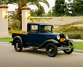 AUT 14 RK0445 01
1930 Ford Model A Pickup Truck Blue 3/4 Front View On Pavement