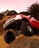 AUT 14 RK0514 05
2000 Ford F-350 4x4 Crew Cab Pick Up Red 3/4 Front View On Dirt Hill