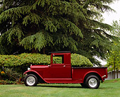 AUT 14 RK0681 02
1928 Chevrolet Pickup Truck Burgundy Profile On Grass By Trees