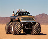 AUT 14 RK0857 13
1971 Chevrolet Monster Truck Gulf Oil Black And Gold 3/4 Front View In Desert Blue Sky
