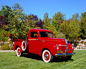 AUT 14 RK1099 01
1941 Ford Pick Up Truck Red Front 3/4 View On Grass By Trees