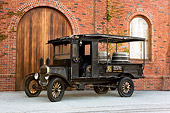 AUT 14 RK1131 01
1926 Ford  Model T Antique Truck 3/4 Front View By Brick Building