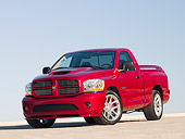 AUT 14 RK1183 01
2006 Dodge Ram SRT-10 Pick Up Truck Red Low 3/4 Front View On Pavement