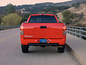 AUT 14 RK1247 01
2007 Toyota Tundra Double Cab SR5 Red Rear View On Pavement By Hills At Dusk