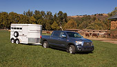 AUT 14 RK1285 01
2007 Toyota Tundra Crewmax Blue Metallic 3/4 Front View On Grass With Trailer