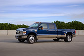 AUT 14 RK1286 01
2008 Ford F-450 Super Duty King Ranch Blue And Silver Low 3/4 Side View On Pavement Blue Sky