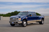 AUT 14 RK1287 01
2008 Ford F-450 Super Duty King Ranch Blue And Silver Front 3/4 View On Pavement