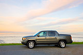 AUT 14 RK1358 01
2008 Honda Ridgeline RTS Gray Profile View On Dirt By Water