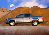 AUT 14 RK1381 01
2008 Honda Ridgeline Pickup Truck Gray Profile View By Mountains