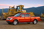AUT 14 RK1385 01
2008 Nissan Frontier Crew Cab LE Pickup Truck Red 3/4 Front View By Earthmovers