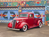 AUT 14 RK1504 01
1937 Chevrolet Pickup Truck Red 3/4 Front View On Pavement By Colorful Garage