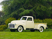AUT 14 RK1513 01
1953 Chevrolet Pickup Truck Flax 3/4 Front View On Grass By Trees