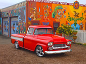 AUT 14 RK1521 01
1958 Chevrolet Cameo Pickup Truck Red 3/4 Front View By Colorful Building