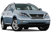 AUT 15 IZ0790 01
2012 Lexus Hybrid RX 450h Blue 3/4 Front View Studio