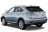 AUT 15 IZ0791 01
2012 Lexus Hybrid RX 450h Blue 3/4 Rear View Studio