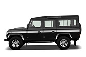 AUT 15 IZ0850 01
2013 Land Rover Defender 110 SW SE SUV Black Profile View On White Seamless