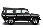 AUT 15 IZ0851 01
2013 Land Rover Defender 110 SW SE SUV Black Profile View On White Seamless