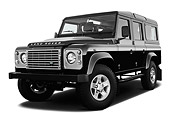 AUT 15 IZ0853 01
2013 Land Rover Defender 110 SW SE SUV Black 3/4 Front View On White Seamless
