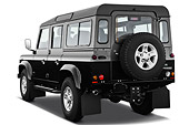 AUT 15 IZ0855 01
2013 Land Rover Defender 110 SW SE SUV Black 3/4 Rear View On White Seamless