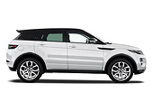 AUT 15 IZ0859 01
2013 Land Rover Range Rover Evoque SUV White Profile View On White Seamless