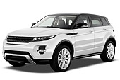 AUT 15 IZ0860 01
2013 Land Rover Range Rover Evoque SUV White 3/4 Front View On White Seamless