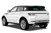 AUT 15 IZ0863 01
2013 Land Rover Range Rover Evoque SUV White 3/4 Rear View On White Seamless