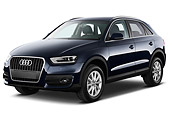 AUT 15 IZ0868 01
2013 Audi Q3 SUV Blue 3/4 Front View On White Seamless