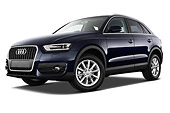 AUT 15 IZ0869 01
2013 Audi Q3 SUV Blue 3/4 Front View On White Seamless