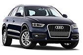 AUT 15 IZ0870 01
2013 Audi Q3 SUV Blue 3/4 Front View On White Seamless