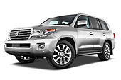 AUT 15 IZ0899 01
2012 Toyota Land Cruiser V8 SUV Silver 3/4 Front View On White Seamless