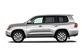 AUT 15 IZ0903 01
2012 Toyota Land Cruiser V8 SUV Silver Profile View On White Seamless