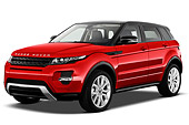 AUT 15 IZ0939 01
2013 Land Rover Range Rover Evoque SUV Red 3/4 Front View On White Seamless
