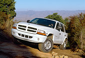 AUT 15 RK0104 05
1999 Dodge Durango SLT White Slanted 3/4 Front View On Dirt Hill