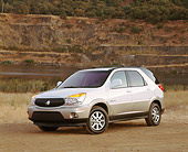 AUT 15 RK0543 03
2002 Buick Rendezvous AWD White 3/4 Front View On Dirt By Quarry